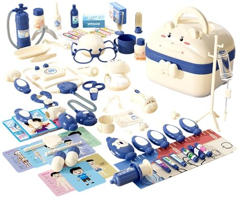 Låtsas Doctor Set - Bagagedesign Läkarleksaker För Barn | Rollspel Set för Barn, Läkare, Like , Multifunktionell med Belysning och Ljud - Perfekt Ve