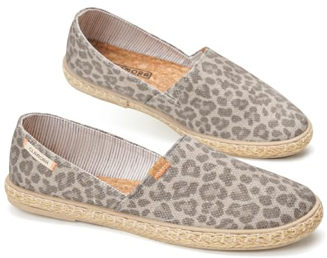 GLAMORA Alpargatas Mujer Esparto Lona Slip On Transpirables Ligeras Suela Yute Antideslizante Cómodas Textil Plana Plantilla Confort Flexible Tejido Elástico Ajuste Ligero