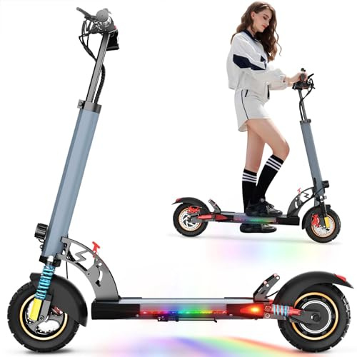 Patinete Eléctrico 500W, Batería 48V/12.5Ah, Autonomía 25-30KM, Velocidad Máx 25KM/H, Freno de Disco Doble Delantero y Trasero, Neumáticos de Aire 10, Plegable de Aluminio, Carga Máx 120KG, para Desp