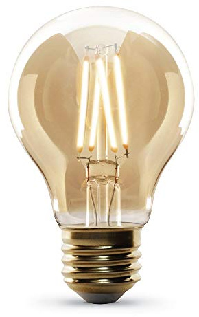 Feit Electric Vintage Exposed Filament Smoke Glass LED AT19 with a Medium E26 Base Light Bulb - 60W Equivalent - 10 Year Life - 300 Lumen - 5000K Daylight - Dimmable | Original Vintage
