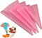 Chikanb 4 Pcs Poche à Douille Réutilisable en Silicone, Épaisse Poches à Douille à pâtisserie en Silicone DIY Gâteau Outil de Décoration, Lavables au Lave-Vaisselle, Large/Moyenne/Petite, Rose