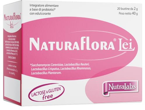 Nutralabs Naturaflora Lei Probiotici Donna - Fermenti Lattici Probiotici per il Naturale Benessere Femminile- 20 Bustine, Senza Glutine e Lattosio