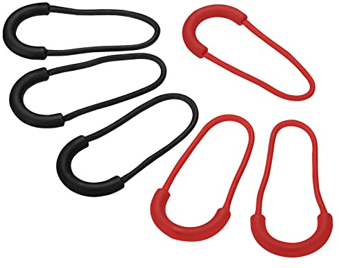 PATIKIL Cremallera Tiradores Reemplazo, 12 Paquete Extensión Cable Mango Plástico U Forma Pestaña Etiqueta Extensor para Equipaje Mochilas, Chaquetas, Bolsos Rojo Negro