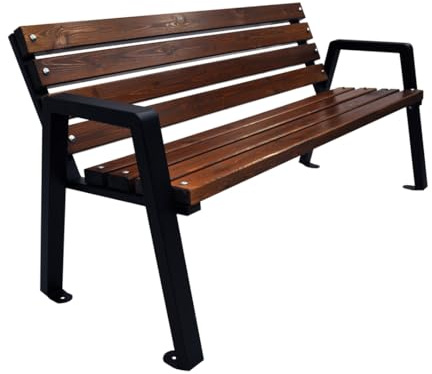 Primario Grande Panchina da giardino resistente alle intemperie in legno 175cm - Panchina da esterno Moderno verniciata a polvere - Panchina da parco in abete scandinavo (Brun)