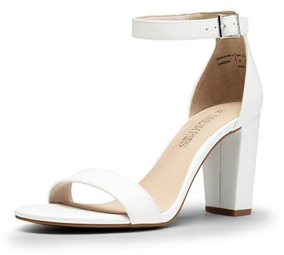 DREAM PAIRS Damen Klassische Sandalen mit Absatz Hochzeit Pumps elegant,Size 40,Weiss-Pu,SDHS2434W-E
