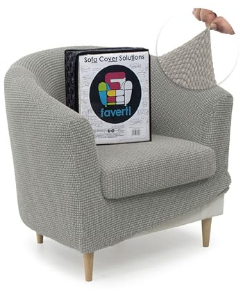 FAVERTI® Funda Super Elástica de Sillón Club con Funda de Asiento, Compatible con los sillones de IKEA TULLSTA y BAKLA | Modelo NOVELE | Gris Claro | Tejido Jacquard de Calidad Tacto Algodón