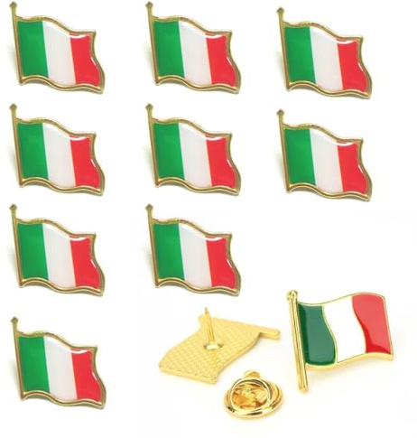 XPEX 10 Piezas Broche de Bandera Italiana, Pin de Solapa de Metal de Italia, Estados