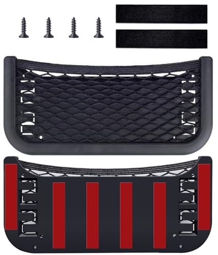 iTYOOS 2 Pezzi Rete Portaoggetti Auto, Portaoggetti Auto, Organizer da Bagagliaio, Rete Bagagliaio Auto Tasca Organizer, Rete Portaoggetti Autoadesiva con Viti e Bande Elastiche