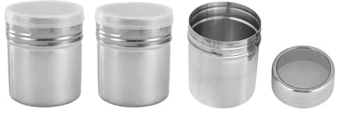 Strehknewen Set di 3 Spargizucchero in Acciaio Inox con Coperchio, Shaker Polvere Fine per Cacao, Farina, Zucchero a Velo, Cannella, Caffè – Ideale per Decorazione e Cucina