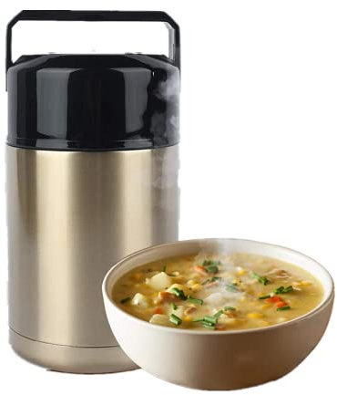 LUNWJJIP Récipients à déjeuner isolés Boîte à Lunch sous Vide 1000ml Tasse fumante en Acier Inoxydable Récipient à Soupe isolé for Bureau à Domicile