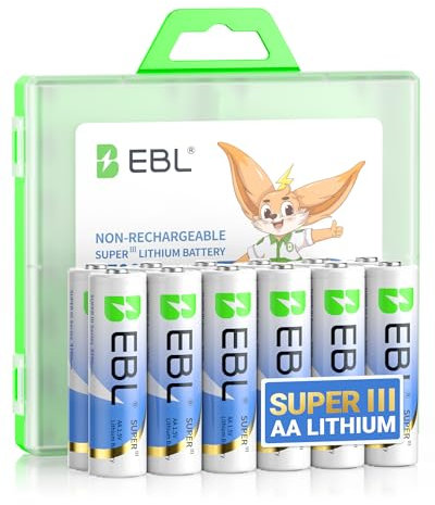 EBL Lithium AA Batteries, 1.5V 3700mAh 12 Pack Family Size (Non-Rechargeable), for Blink Camera, Smart Lock in Winter