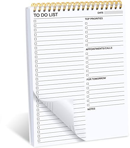Blocco note per lista delle cose da fare, agenda giornaliera a doppio lato, per lista delle cose da fare, 16,5 x 24,9 cm, con lista di controllo per la produttività