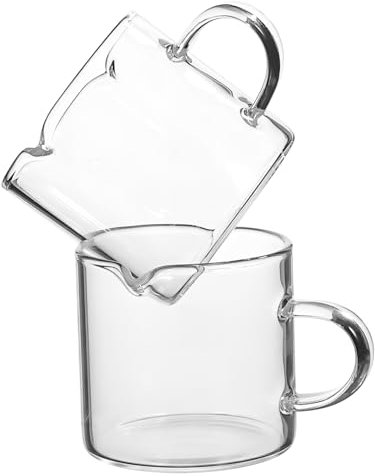 POPETPOP 2Piezas Tazas de Espresso de Vidrio Borosilicato Transparente Tazas de Café Pequeñas con Diseño de Doble Tazas de Café Claras para Uso Diario