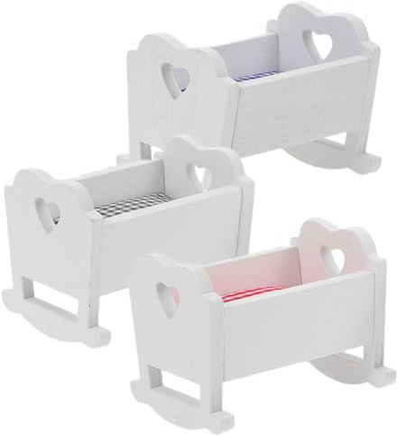 POPETPOP 3pièces Berceaux Maison Poupée Miniatures de Meubles pour Chambre de Poupée Accessoires Jouets Réalistes pour Maison