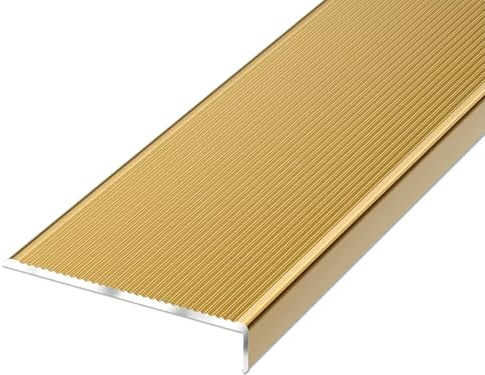 Profilo per Bordi per Scale in Alluminio 90 cm, Profilo Paragradino per Portico, Bordatura Decorativa per Scale(Gold,W 10 x H 2 cm)