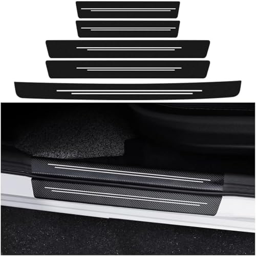 5 Piezas Protector Umbral de Puerta Coche para EBRO S800 2024 2025, Cinta Umbral Fibra Carbono Estribos de Coche Pegatinas Antiarañazos Pegatinas,A/White