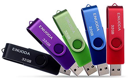 ENUODA 5 Stück USB Stick 32GB USB Speicherstick Rotate Metall Mehrfarbig High Speed USB 2.0 Flash Drive Pack (Rot,Grün,Schwarz,Blau,Violett)
