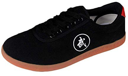 Unisex Scarpe Antiche Cinese Pratica Tradizionale di Pechino Scarpe Kung Fu Tai Chi Gomma Sole Nero 45 EU