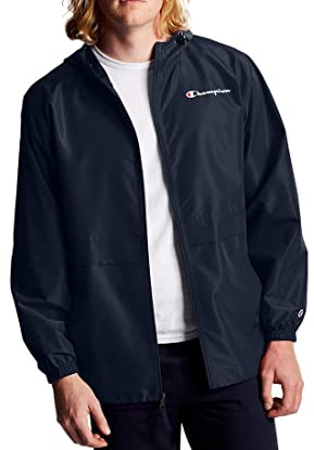 Champion mens Stadium Full Zip Jacket, Left Chest Script Jacket, Black-549369, Large US