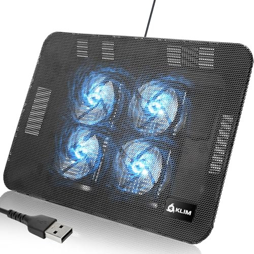 KLIM Serenity + Laptop-Kühler + 11 bis 15,6 Zoll + Perfekt für kleine und mittlere Laptops + Stabiles und Robustes Metallgitter + Geräuschloses Laptop-Kühlpad (Schwarz)