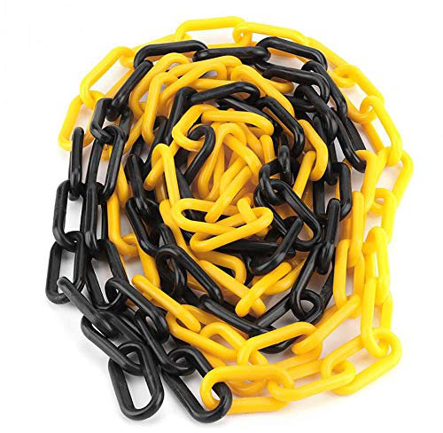 Kunststoff Absperrkette Parkplatz Barriere Straße Kunststoffkette Gefahrenkette Kettenglied Schwarz Rot Weiß Gelb 5 m/8 m/10 m (8 mm x 10 m, schwarz und gelb)