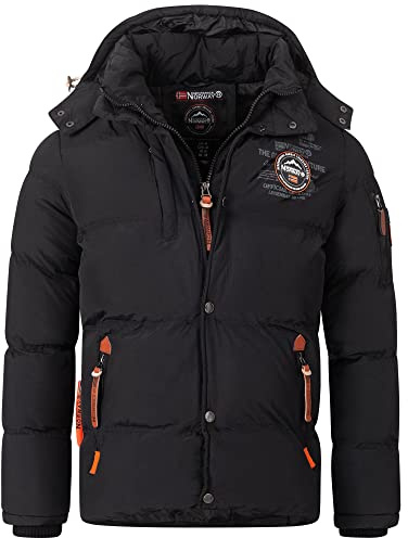 Geographical Norway Chaqueta acolchada de invierno para hombre - Anorak cálido con forro - Chaqueta de esquí y snowboard para exteriores para invierno/otoño en pack con gorro UD, XL