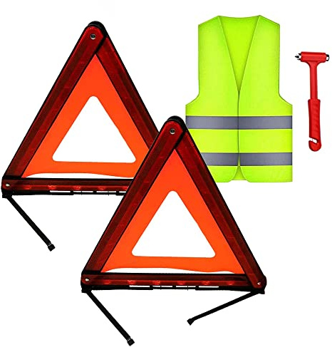 Kit de triángulo de advertencia plegable para coche, triángulo de seguridad en carretera, triángulo de advertencia de emergencia en carretera, visibilidad en carretera, chaleco de seguridad