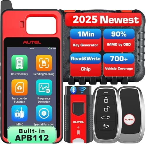 Autel MaxiIM KM100 (X) Programmateur Clé Voiture, 2025 Antidémarrage Clé Voiture, Puce Lecture/Écriture/Clone, Simulation Transpondeur, Détection Fréquence, IKEY Vierge Génération Clé Universelle