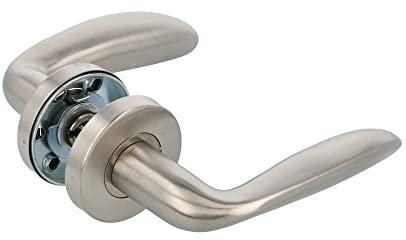 Amig - Set di maniglie con rosetta interna per porte | Mod. TARA | Ø53 mm | Quadretto da 8 mm | Design elegante e semplice | Acciaio inossidabile argento opaco