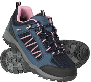 Mountain Warehouse Path Waterproof Womens Walking Shoes - Breathable Ladies Shoe, Mesh Lining, High Traction Sole Hiking Shoes - for Spring Summer, Trekking Navy Adult Shoe Size 6