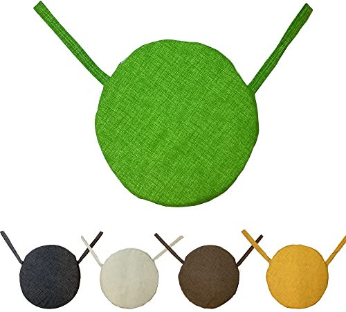 Home Tresor Cuscini Sedia Con Lacci | Coprisedia Rotondi Ø 40 cm. per Sedia e Sgabelli Cucina e Giardino da Interno o Esterno Sfoderabili con Cerniera (Green, 4)