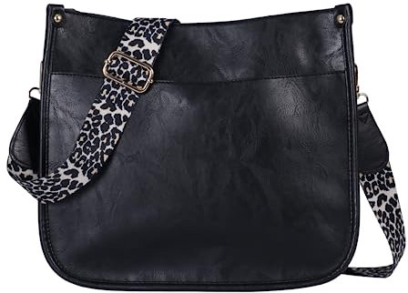 HUA ANGEL Mittelgross Schultertasche Damen PU Leder Klein Arbeitstasche Damen UmhäNgetasche Handtasche Damen Viele FäCher Con Breiter Gurt Elegant für Büro Reisen Einkaufen
