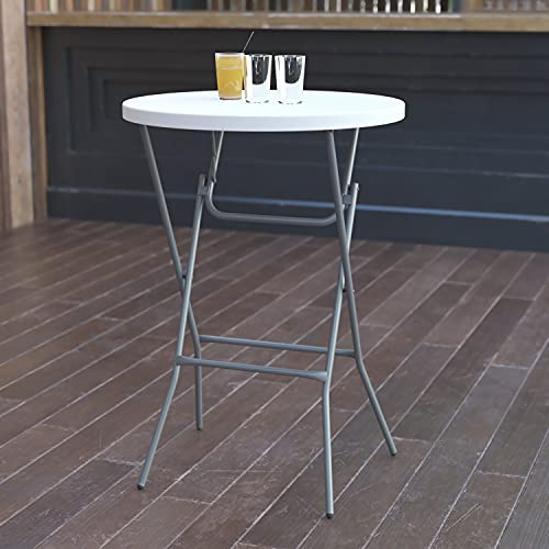 Flash Furniture 32 Round Folding Bar Height Tables for Parties and Commercial Events, Indoor/Outdoor Plastic Bar Height Folding Tables, Set of 4, White