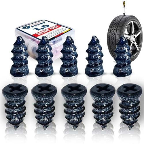 FIXWERKPRO® Reifendicht, sofortige Pannenhilfe, Reifenreparaturset [Extra dicht] 10er-Pack inkl. Notfallglasbrecher – Notfallhammer Effektiv, Inkl. Anleitung