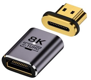 IVIVTOR 8K Adaptador magnético hdmi 2.1-4K@120Hz HDMI magnetico Adaptador Macho A Hembra para UHD TV, Consolas de Juegos, proyectores, PC, receptores de TV/AV, etc.