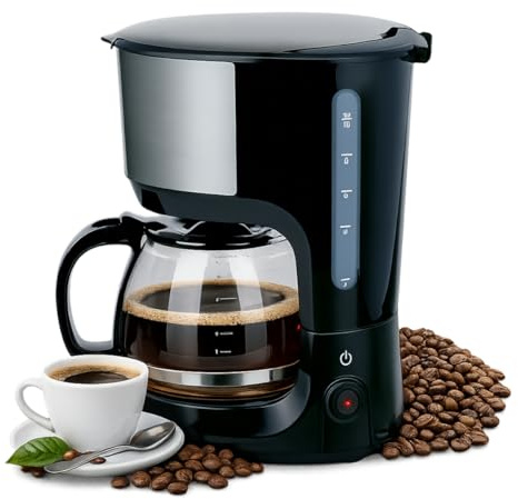 alpina Macchina Caffè 750 W - Macchine Caffe con filtro riutilizzabile - Macchina da Caffè con caraffa in vetro da 1,25 L - 10 Tazze di Caffè alla Volta - Macchina Caffe Americano - Nero