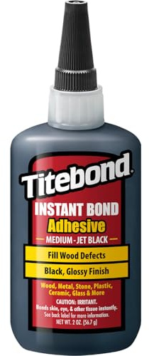 Titebond 8211 Jet Black medium sekundlim för träbearbetning 57 g | Svart cyanakrylatlim | Medium viskositet | Perfekt för träarbete och reparationer | Snabb härdning