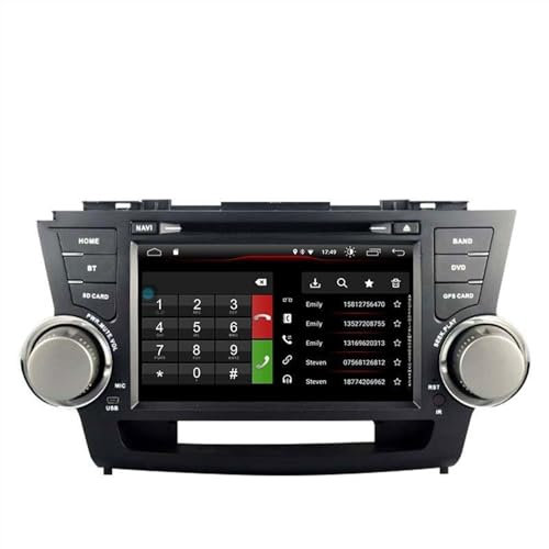 Vuzmode Carplay DSP Android 11 Bil DVD-spelare, for Toyota, Highlander 2008-2011 Wifi GPS Navigation 2 Din Bilradio Multimedia Stereo Multimediasystem för fordon