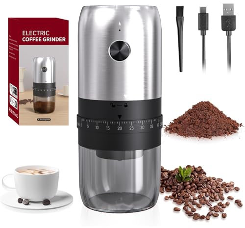 Macinacaffè elettrico esterno regolabile con meccanismo conico di alta precisione in ceramica, regolazione a 40 Thickness adjustment, adatto per aeropress, Pour Over e Moka.