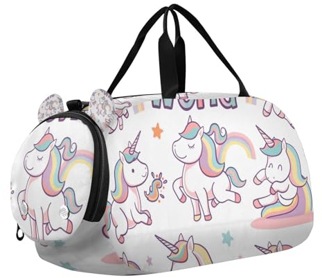 Borsa da palestra per bambini con simpatici unicorni colorati arcobaleno carino con scomparto per scarpe multifunzionale sport palestra borse da spiaggia nuoto piscina sport