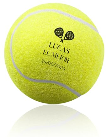 Made in Gift Pack de Tres Pelotas de Tenis/pádel Personalizadas Disponible en Color Amarillo y Rosa, Personalizable con Nombre o el Texto Que Quieras (Raquetas)