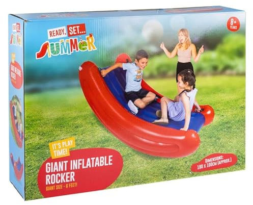 FAHAAM 6ft Giant Inflatable Rocker Seesaw for Kids, Kids Teeter Totter Seesaw with 6 Handles, Outdoor Play Toys, Toddlers Climbing Toy, Children Seesaw Toy for Indoor Outdoor. (H32 x W43 x D11cm)
