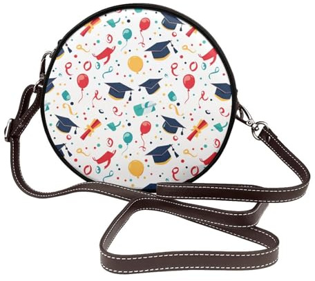 Graduation Cap Balloon Print Crossbody Bags for Women Travel, Small Leather Purses Shoulder Handbags for Women