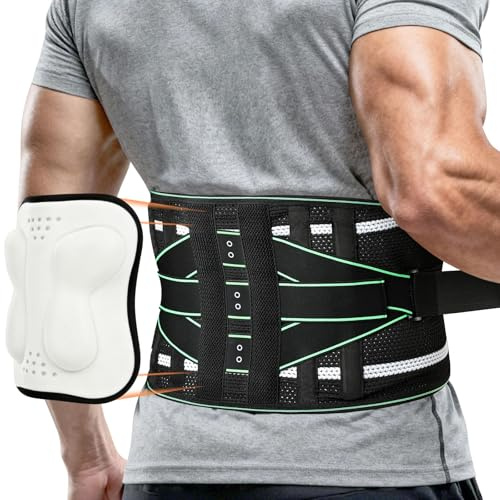 Fefod Faja Lumbar Hombre y Mujer, 8 Varillas Soporte Lumbar con Sistema de Soporte Lumbar de 8 puntos, Fajas para Espalda con Almohadilla 3D y Cinturón de Compresión Elástico Doble Ajustable, XL