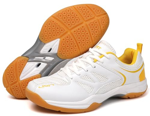 Hiuzylqx Hommes Femmes Chaussures de Badminton Chaussures de Squash AntidéRapantes,Mode pour Tennis de Table Pickleball Volley-Ball Racketball,A,41 EU