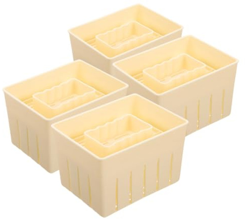 QUMIIRITY Prensa de Queso para Hacer Tofu y Queso Fresco Casero 4 Piezas Molde de Plástico Compacto 140x105x95 Mm Herramienta Manual en Casa Suministros para Cocina