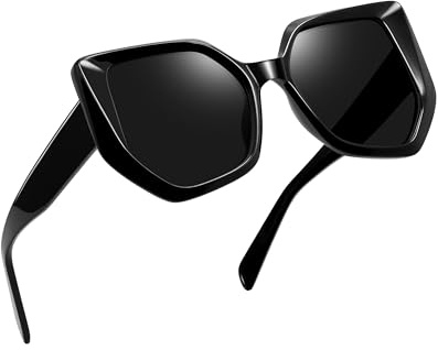 Joopin Grosses Lunettes de Soleil Œil de Chat Acétate Femme Polarisées Noir