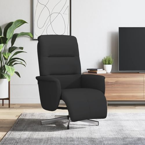 Fecpoo Sillón de relax reclinable manual, giratorio 360°, tela (100% poliéster), color negro, 71 x 84 x 105 cm, para salón y oficina