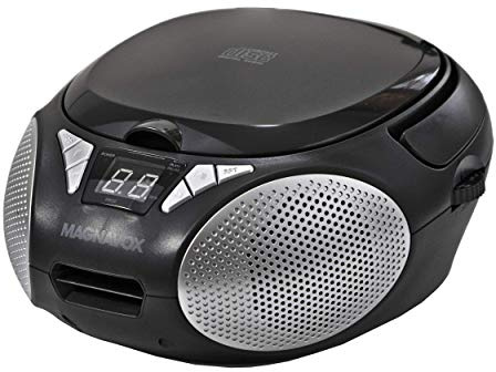 Magnavox MD6924 Portable Top Loading CD Boombox with AM/FM Stereo Radio in Black | CD-R/CD-RW Compatible | LED Display | AUX Port Supported | Programmable CD Player | (Renewed)