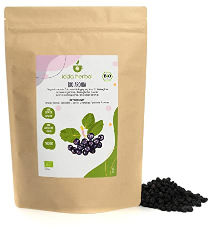 IDDA Herbal Aroniabär BIO 1kg, Ekologiska Osötade Torkade Aroniabär, Fruktsnack